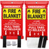 JJ CARE Fire Blanket – Pack of 4 + Gloves + Hook *New*