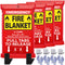 JJ CARE Fire Blanket – Pack of 4 + Gloves + Hook *New*