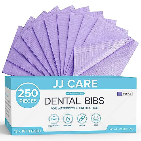 JJ CARE Dental Bibs 13" x 18" (Pack of 125, 250, and 500) - PURPLE