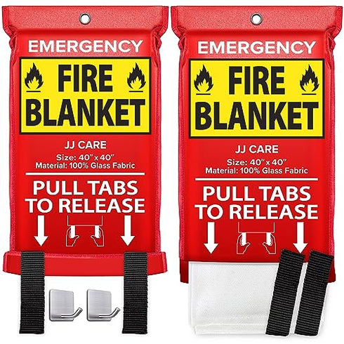 Emergency Fire Blanket 40"x40" with Hooks
