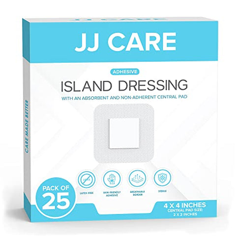 Adhesive Island Dressing 4 x 4 and 4 x 5 inch (Pack of 25, 50)