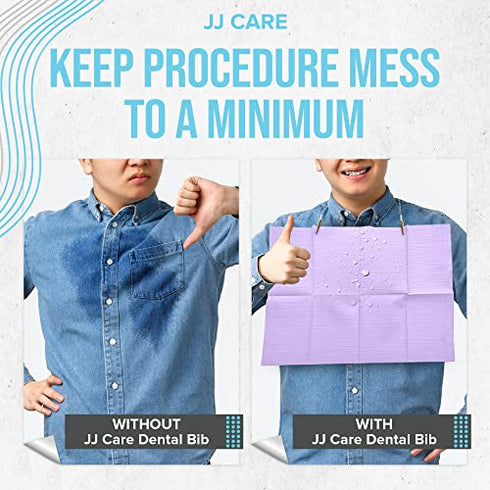 JJ CARE Dental Bibs 13" x 18" (Pack of 125, 250, and 500) - PURPLE