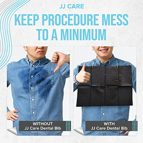 JJ CARE Dental Bibs 13" x 18" (Pack of 125, 250, and 500) - BLACK