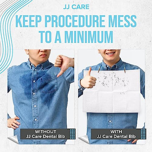 JJ CARE Dental Bibs 13" x 18" (Pack of 125, 250, and 500) - WHITE