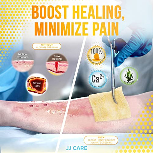 Honey Calcium Alginate Dressing (Pack of 10, 20) 2x2 IN