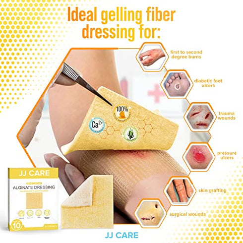 Honey Calcium Alginate Dressing (Pack of 10, 20) 2x2 IN