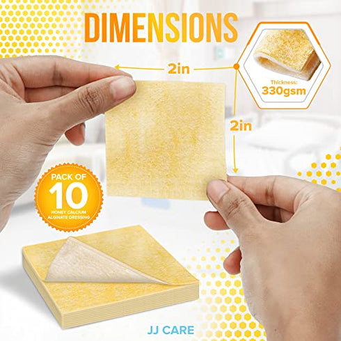 Honey Calcium Alginate Dressing (Pack of 10, 20) 2x2 IN