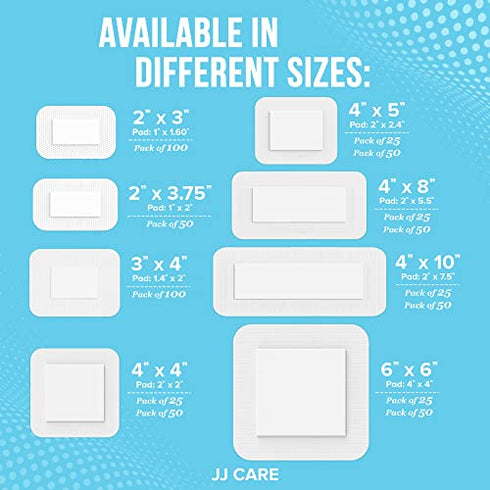 Adhesive Island Dressing 4” x 10” and 4" x 8" (Pack of 25, 50)