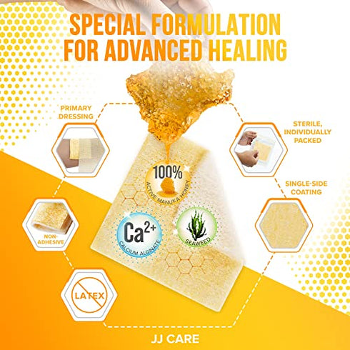 Honey Calcium Alginate Dressing (Pack of 10, 20) 2x2 IN