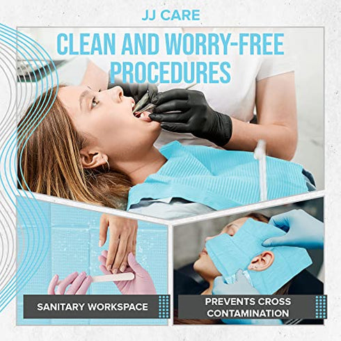 JJ CARE Dental Bibs 13" x 18" (Pack of 125, 250, and 500) - BLUE