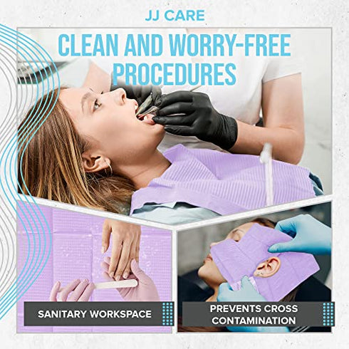 JJ CARE Dental Bibs 13" x 18" (Pack of 125, 250, and 500) - PURPLE