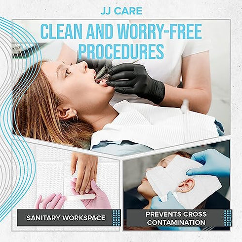 JJ CARE Dental Bibs 13" x 18" (Pack of 125, 250, and 500) - WHITE