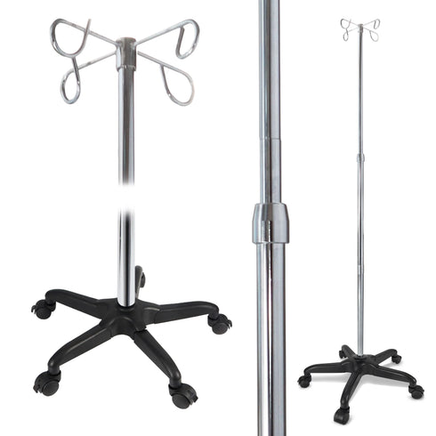 IV Pole Heavy Duty Plastic Base, Chrome