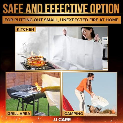 Emergency Fire Blanket 40"x40" with Hooks