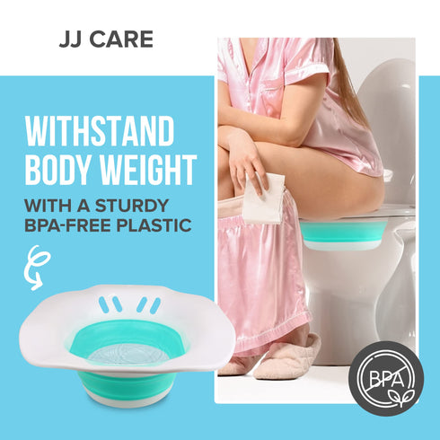 JJ CARE Sitz Bath, Collapsible Sitz Bath for Toilet Seat, Sitz Bath Tub Bundle, Perineum Care Sitz Bath Kit, Sitz Bath Hemorrhoids Treatment, Yoni Steam Seat for Toilet Bowl