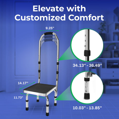JJ CARE Step Stool with Handle (300 lbs. Capacity), Adjustable Step Stools for Adults with Handrail, Non-Slip Heavy Duty Step Stool for Elderly, Steel Frame Platform and Height Adjustable Step Stool