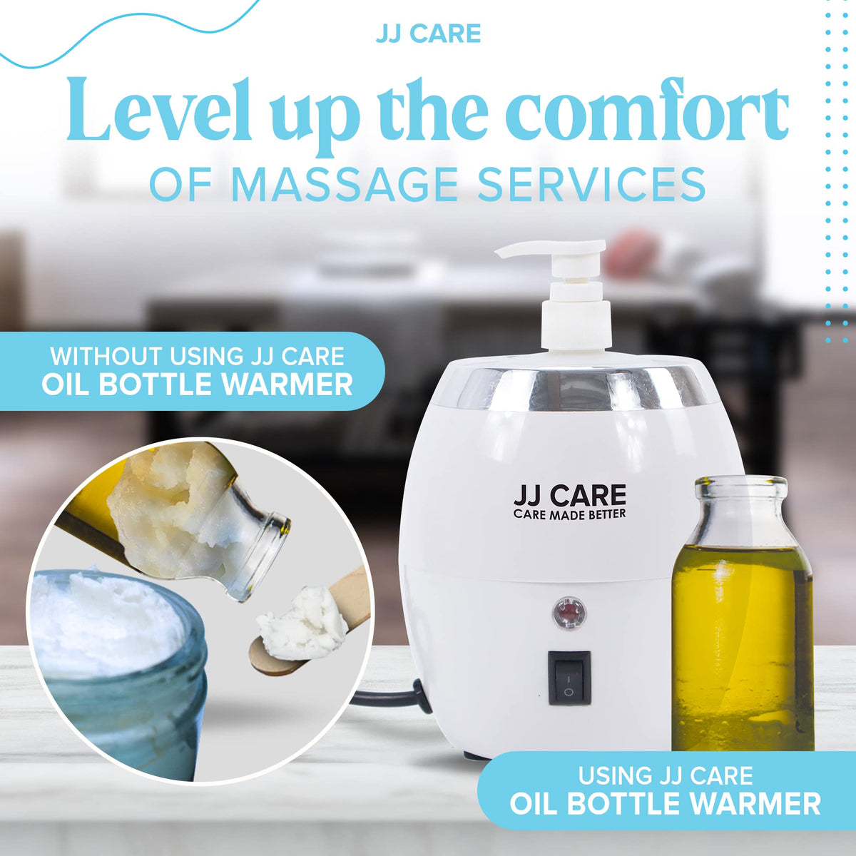JJ CARE Lotion Warmer w/ 300ml Oil Warmer Pump Bottle, Massage Oil War – JJ  CARE USA