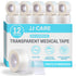 JJ CARE Transparent Medical Tape (Pack of 12), 1 x 10 yards Clear Surgical Tape for Wounds, No Residue Medical Tape, Clear First Aid Tape Roll and Easy-Tear Medical Tape for Wound Care