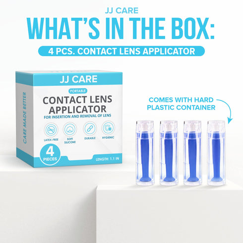 JJ CARE Contact Lens Applicator - Pack of 4 Contact Lens Remover Suction Tool for Hard Lenses, Silicone Rubber Eye Contact Plunger for Hard Contacts, Contact Removal Tool for Permeable Gas Lenses