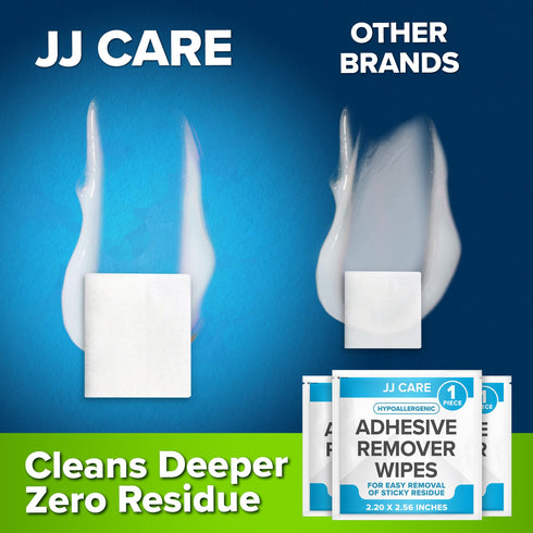 JJ Care Adhesive Remover Wipes (Pack of 100), Adhesive Remover for Skin, No Sting Medical Adhesive Remover, Ostomy Adhesive Remover