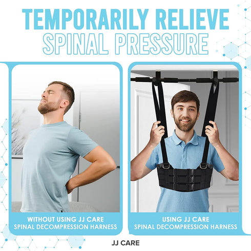 JJ CARE Spinal Decompression Harness, Hanging Upside down Back Stretcher for Lower Pain Relief, Back Traction & Spine Decompression of Bulging, Degenerative and Herniated Disc.