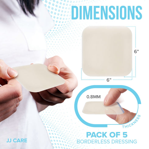 Hydrocolloid Dressing 6x6 Pack of 5, No Border
