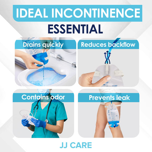JJ CARE Urinary Drainage Leg Bag - Pack of 3 Catheter Leg Bag, Anti-Reflux Valved Disposable Urine Leg Bag with 18" Drainage Tube & Stepped Connector, 1000 ml Capacity Urinary Drainage Bag