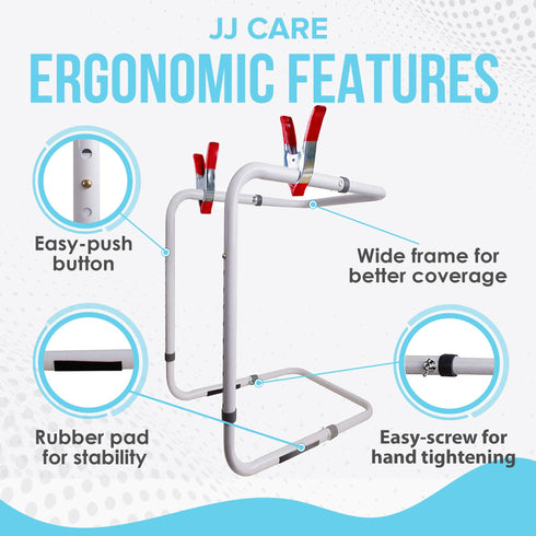 JJ CARE Blanket Lifter with Clamps, Steel and Aluminum Blanket Lifter for Feet Support, Adjustable from 20” to 28”, Blanket Bars for Neuropathy, Foot Cramping, Surgery Recovery, and Arthritis