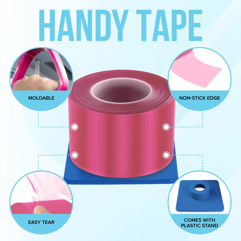 JJ CARE Barrier Film (1500 Sheets) Pink, No Sting Barrier Tape, Protective Tattoo Plastic Wrap, Self-Adhesive Barrier Film Tattoo for Dental, Tattoo, Make Up with Film Dispenser