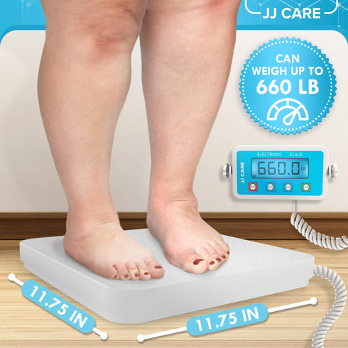 JJ CARE Medical Scale - Heavy Duty 660 lbs/299 Kgs Capacity Wrestling Scale for Gyms with Easy to Read LCD Display | Professional Medical Grade Scale for Body Weight, Home, Hospital, & Physicians
