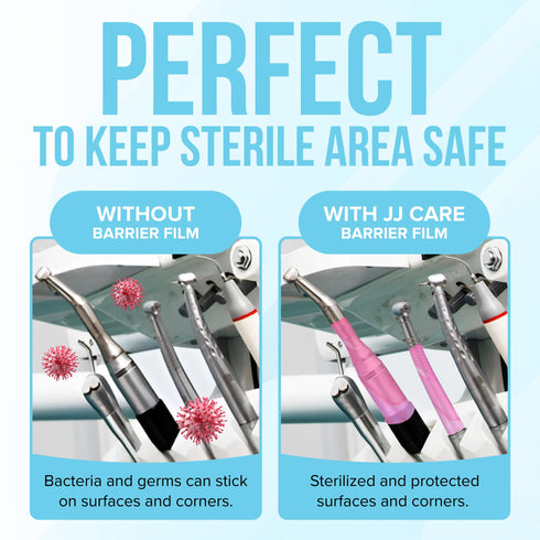 JJ CARE Barrier Film (1500 Sheets) Pink, No Sting Barrier Tape, Protective Tattoo Plastic Wrap, Self-Adhesive Barrier Film Tattoo for Dental, Tattoo, Make Up with Film Dispenser