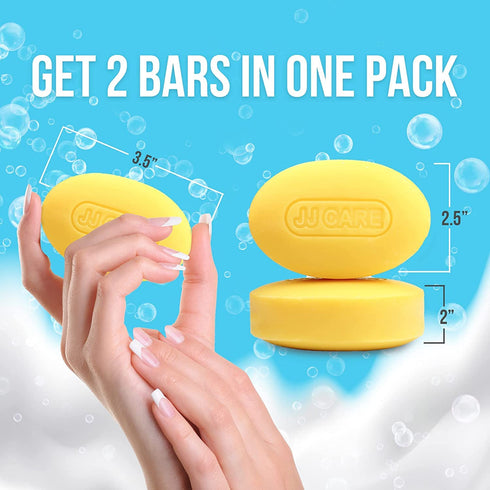 JJ CARE Sulfur Soap for Acne - Pack of 2 Sulphur Soaps, 10% Natural Volcanic Sulphur with 3% Salicylic acid, 4 oz. Sulphur Soap Bar with 100% Lavender Essential Oil for Daily Use