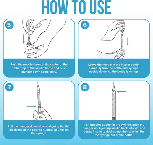 JJ CARE Disposable Syringe Pack (30 Count) – 1cc/mL, 30G 1/2", Ultra-Fine, Single-Use, Sterile & Individually Wrapped