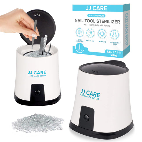 JJ CARE Nail Tool Sterilizer with Glass Beads | Implement Tweezer Disinfectant Container | Salon & Manicure Disinfectant Jar