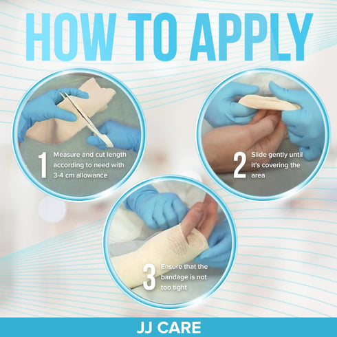 JJ CARE Tubular Bandage, 3” x 12 Yards Stockinette Tubing for Upper Arms, Ankle and Knees, Size D Reusable Elastic Bandage Sleeve, Tubular Compression Bandage Roll for Elbows, Rubber Latex w/Cotton