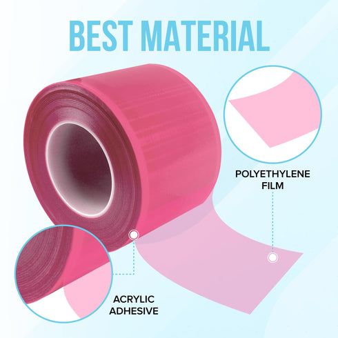 JJ CARE Barrier Film (1500 Sheets) Pink, No Sting Barrier Tape, Protective Tattoo Plastic Wrap, Self-Adhesive Barrier Film Tattoo for Dental, Tattoo, Make Up with Film Dispenser