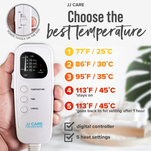 JJ CARE Massage Table Warmer 31"x71", Digital 5 Heat Control Massage Bed Warmer Fleece Pad w/Detachable 12 FT Cord, Table Warmer Massage Therapy w/Overheat Protection, Massage Table Heating Pad