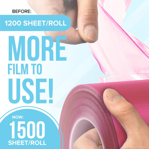 JJ CARE Barrier Film (1500 Sheets) Pink, No Sting Barrier Tape, Protective Tattoo Plastic Wrap, Self-Adhesive Barrier Film Tattoo for Dental, Tattoo, Make Up with Film Dispenser