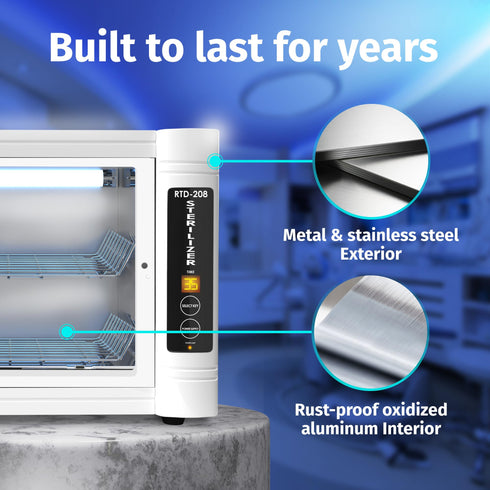 JJ CARE UV Sterilizer 8-Liter Capacity, UV Light 99% Sterilization Killing Efficiency, UV Sterilizer Cabinet for Salon, Spa, Office and At Home Use, Professional Tabletop UV Sterilizer