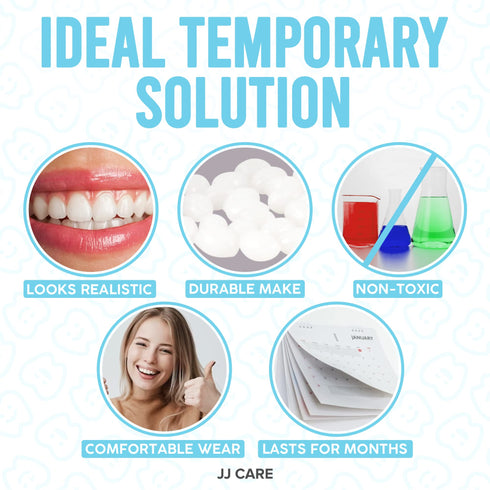 JJ CARE Temporary Tooth Replacement Kit with Dental Tools, Moldable Thermoplastic Beads Tooth Filler for Gaps, Missing or Broken Tooth, DIY Chipped Tooth Repair Kit (for up to 20 Teeth Repair)