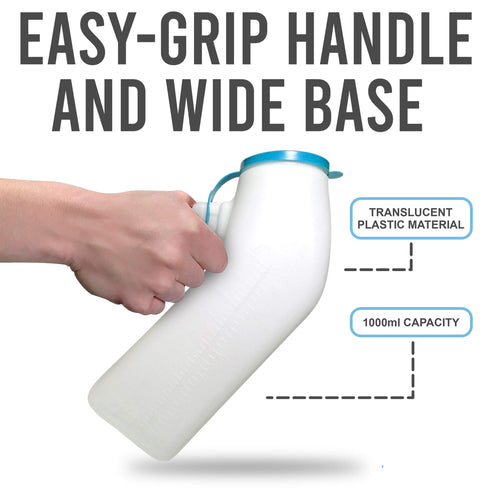 JJ CARE Portable Urinals for Men Spill Proof - Plastic Urine Bottles for Men - Car Travel Pee Bottle Male Urinal for Seniors