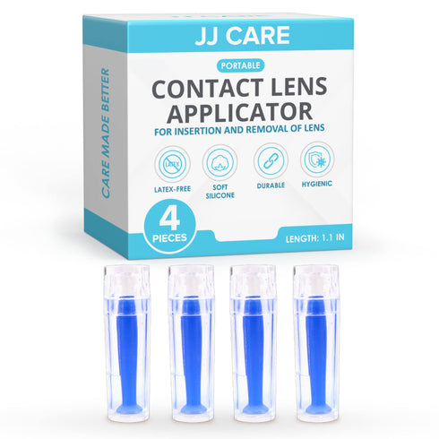JJ CARE Contact Lens Applicator - Pack of 4 Contact Lens Remover Suction Tool for Hard Lenses, Silicone Rubber Eye Contact Plunger for Hard Contacts, Contact Removal Tool for Permeable Gas Lenses