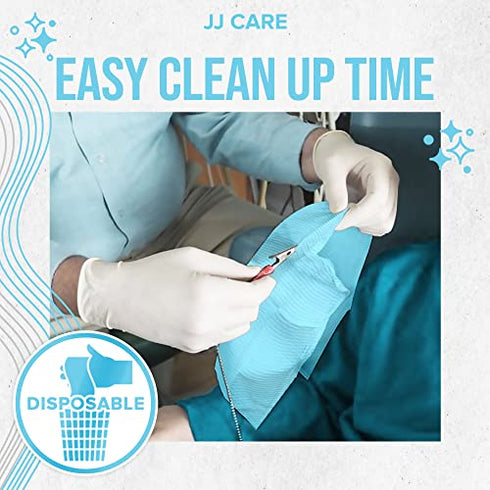 JJ CARE Dental Bibs 13" x 18" (Pack of 125, 250, and 500) - BLUE