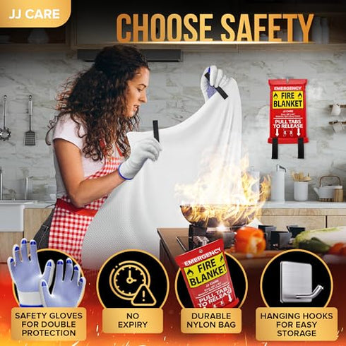 Emergency Fire Blanket 40"x40" with Hooks