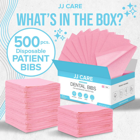 Dental Bibs Pack of 500, Pink