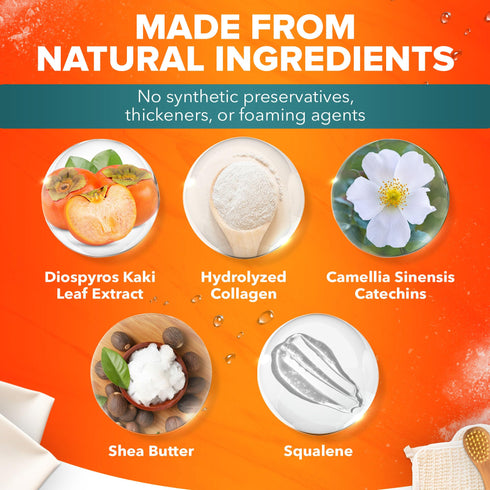 JJ CARE Persimmon Soap (Pack of 2) 2.8 oz., Persimmon Soap for Body Odor, Nonenal Soap Odor Eliminating Persimmon Soap Bar, Persimmon Deodorizing Soap for Women with Green Tea Extract