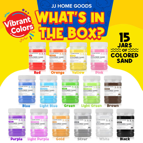 Colored Craft Sand 16.5 lbs, 15 Bottles