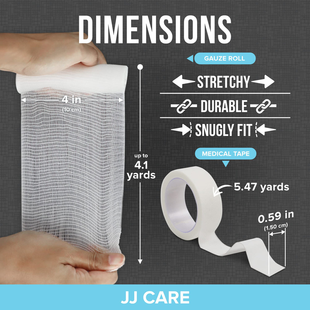 Gauze Rolls Pack of 24 with Medical Tape – JJ CARE USA
