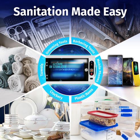 JJ CARE UV Sterilizer 8 Liter Capacity, UV Light 99% Sterilization Killing Efficiency, LED Timer UV Sterilizer Cabinet for Salon, Spa, Office and At Home Use, Professional Tabletop UV Sterilizer,