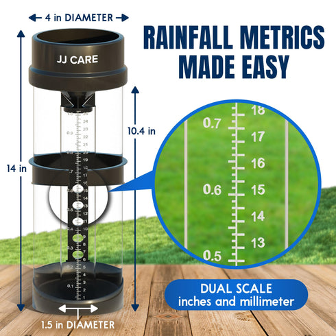 JJ CARE Rain Gauge 11’’ inches Rainfall Capacity, Rain Gauge Outdoor for Rainfall, Rain Gauge Measure for Garden, Lawn and Outdoor Yard, Weather Rain Gauge Collector